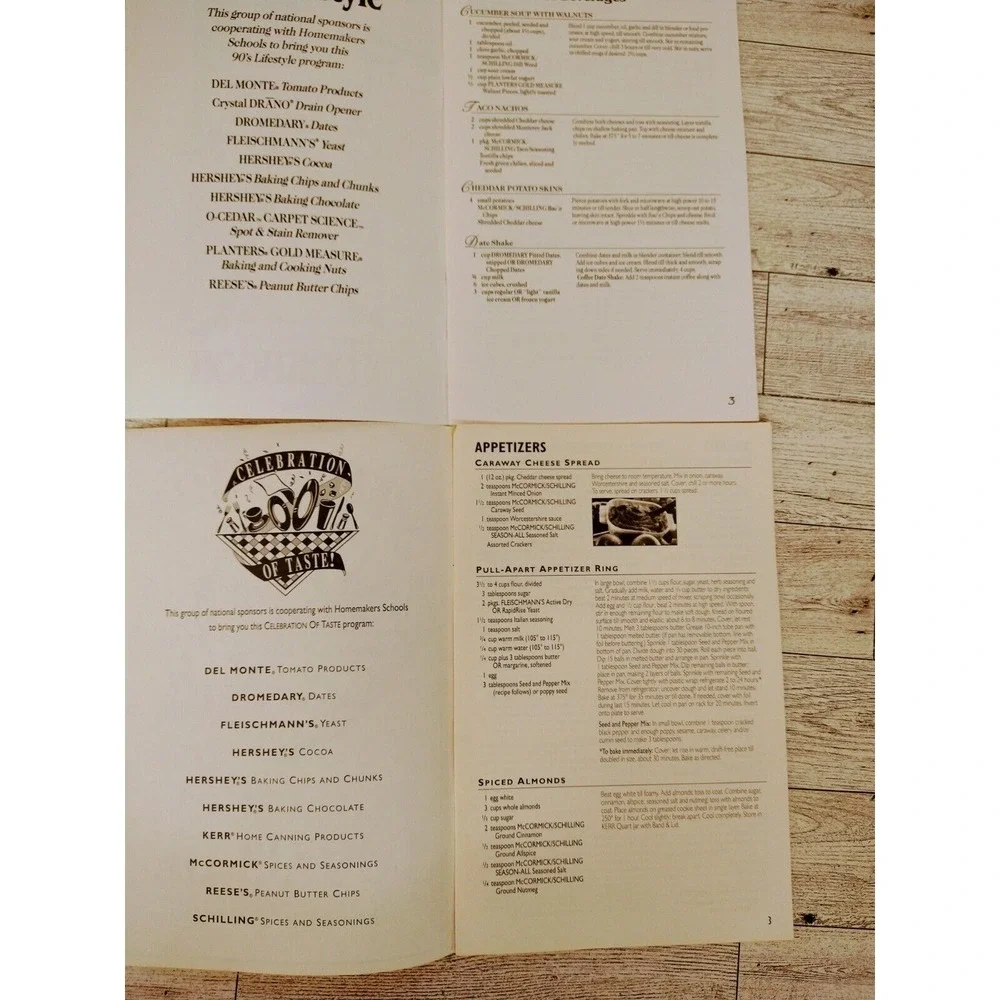 Vtg 1990s Homemakers School Program Cookbooks LOT‎ of 2 Retro Recipe Booklets